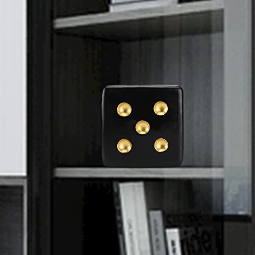 BRABUD Resin Jumbo Dice Decor Black & Gold Dice Statue Living Room Bedroom Office Photographic Decoration 4.9'' TQGJBS378 - color: Black, size: 4.9''
