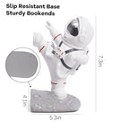 White Book Ends for Kids, Upgraded Astronaut Bookends Resin Spaceman Book Holders for Shelves Sturdy Book Stopper Book Ends to Hold Books Unique Outer Space Book Shelf Ends(F2-Silver Color) - color: Astronaut F-silver
