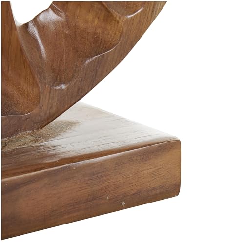 Deco 79 Teak Wood Abstract Handmade Decorative Sculpture Circular Cutout Home Decor Statue, Accent Figurine 20" x 6" x 21", Brown - size: 20" x 6" x 21"