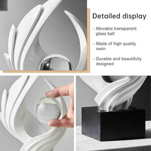 FJS Modern White Statue Table Decor for Living Room, Abstract Art Table Decor Accents, Resin Sculptures Home Decorations for Bookshelf TV Stand Living Room Dining Room Office - color: A-white