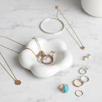 White Cloud Shape Ring Dish Jewelry Tray Organizer, Ceramic Accent Tray for Vanity, Small Decorative Trinket Dish - size: Cloud