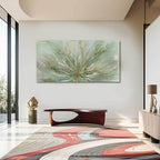 YJYart Abstract Wall Art Green and Gold Hand Painted Oil Painting Blossom Botanical Large Picture for Living Room Bedroom Kitchen Office 30x60 Inch - color: Green, size: 58"L x 29"W