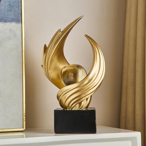 FJS Modern Gold Statue Living Room Decor, Resin Shelf Decor Accents, Abstract Art Sculptures Decorations for Bookshelf Dining Room Office Coffee Table TV Stand - color: A-gold