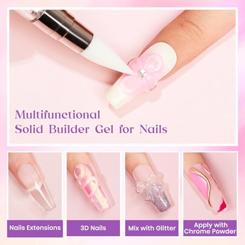 MIZHSE 3D Gel Nail Art Sculpting Gel, Solid Builder Gels for Nails 60g Large Capacity 3D Sculpting Non-Sticky Carving U V/LED Extension Hard Gels with 3D Mold for Nail Art Salon Home DIY - color: 0-0-Translucent Colors