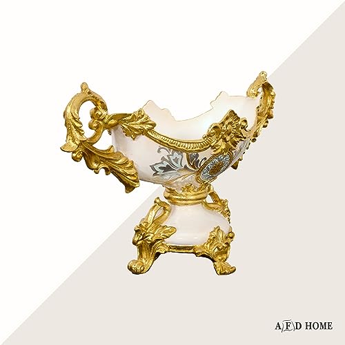 Celine Crowned Centerpiece, Gold-and-White Table Vase for Centerpieces, 19 Inches x 12 Inches
