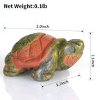 2" Unakite Turtle Figurine for Protection&Stability,Statue for Longevity,Turtle Decor for Homes&Offices