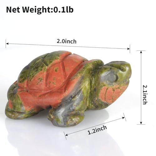 2" Unakite Turtle Figurine for Protection&Stability,Statue for Longevity,Turtle Decor for Homes&Offices