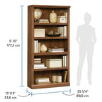 Sauder 5-Shelf Split Bookcase/ Book shelf, Oiled Oak finish - color: Oiled Oak Finish