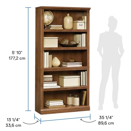 Sauder 5-Shelf Split Bookcase/ Book shelf, Oiled Oak finish - color: Oiled Oak Finish