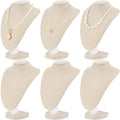 Huquary 6 Pcs Necklace Display Stand Necklace Holder Jewelry Bust Display Stands for Selling Home Store Trade Shows Photography Props Retail(Flaxen,Linen) - color: Flaxen