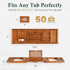 Teak Bathtub Tray, Bath Caddy with Wine Glass Holder, Phone Dock & Book Stand | Hands-Free Reading & Ultimate Spa Relaxation Experience-Natural - color: Classic Teak Finish