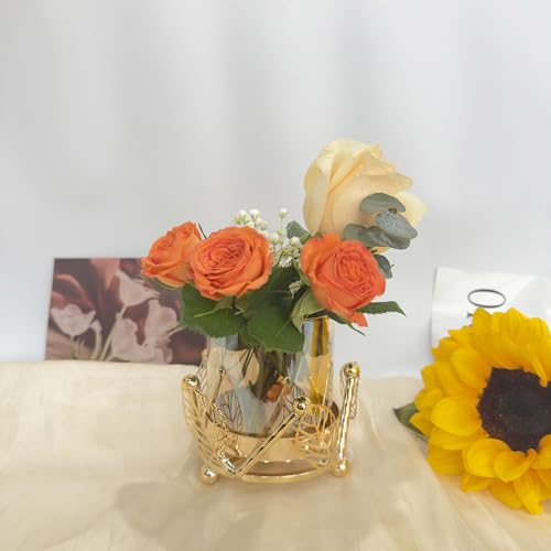 Hurricane Candle Holder, Gold Pillar Candle Holder with Leaf-Shaped Decorative Accents & Windproof Glass Lid, Perfect for Weddings, Dinners, Parties & Special Events - size: 10cm
