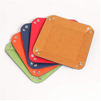 siduater Valet Tray Desktop Storage Organizer, Vegan Leather Catchall Tray Bedside Vanity Tray Nightstand Caddy Holder for Remote Controller, Watch, Keys, Phone, Wallet, Sunglasses, Jewelry, Khaki - color: Khaki
