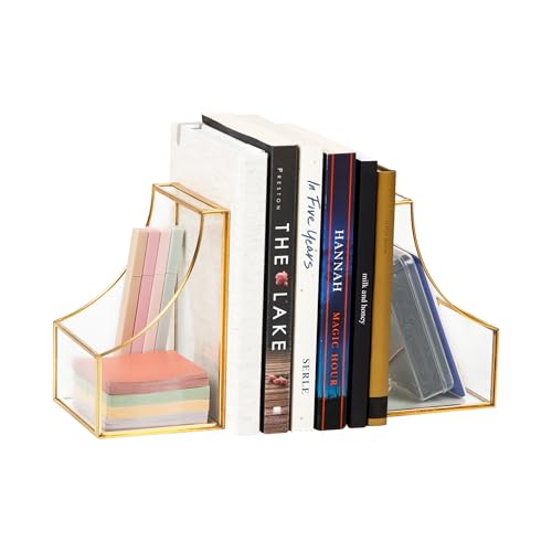 Mind Reader Decorative Bookends, Contemporary, Books, Magazines, Office Decor, Office, Metal, Set of 2, Gold - color: Gold
