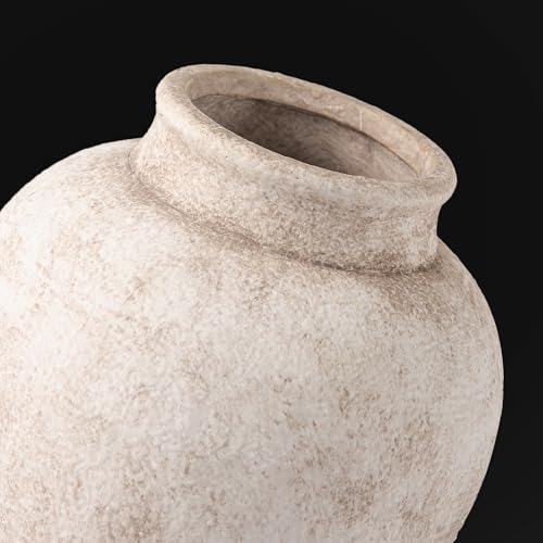 Ceramic Flower Vase, Rustic Farmhouse Decorative Vase White Pottery Pampas Grass Vases for Home Decor Table Living Room Entryway Mantel Bookshelf Bedroom Bathroom Kitchen - 6.7 Inch Rustic White - color: 6.7"h - Rustic White