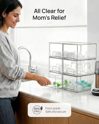 Vtopmart 10 Pack Clear Small Stackable Storage Drawers,Acrylic Bathroom Makeup Organizer,Plastic Storage Bins For Vanity, Undersink, Kitchen Cabinets, Pantry, Home Organization - style: 10pack-Clear
