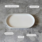 Elegant Ceramic Kitchen Sink Caddy, Bathroom Countertop Tray, Ceramic Vanity Tray - Durable, Heat-Resistant Design for Keys, Jewelry, and More - Dishwasher Safe, 7.5" x 4.1" x 0.8" - size: 7.5" x 4.1" x 0.8"
