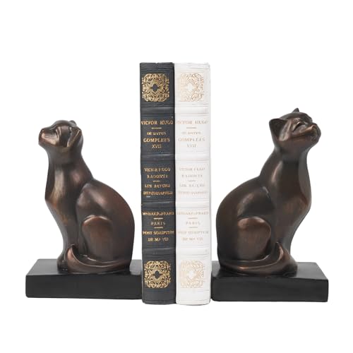 Cat Book-Ends Heavy Duty Decorative-Bookends - Unique Bookend for Books Heavy Duty Antique Book Stopper for Shelf Office Desk Magazine Stand Organizer 2.8 LBS 4.25x2.75x6.75 inches Newman House Studio - color: Cat