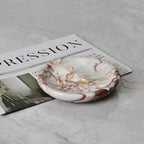 ZSHAWN Natural Calacatta Viola Ring Dish Jewelry Tray – 5.5" Trinket Dish for Rings Earrings Necklace, Scratch-Resistant Vanity Organizer, Elegant Gift for Women (Pink & Red) - color: Pink & Red Calacatta Viola Marble