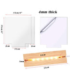 2Pcs 6" Wood LED Light Base with Blank Acrylic Sheet Clear Cast Plexiglass for LED Light Base Signs DIY Display Projects Craft-Warm Light - color: Warm Light, size: 2PC 6" + AS