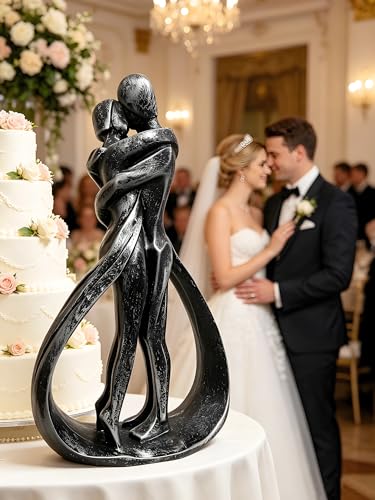 Resin Couple Modern Sculptures Romantic Gift for Weddings Valentine's Day and Anniversaries Decoration Figurine for Girlfriend, Bridal Shower, Engagement (Classic Retro Color) - color: Classic Retro Color