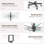 Upgraded Retail Display Stand 7 Tier Spinning Display Stand, Movable Shop Spinner Rack with Hooks, Retail Display Racks for Jewelry Keyring Hats Socks Toys (Black) - color: Black, style: 7 Tier-5 wheels