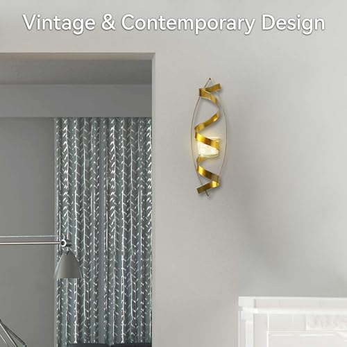 Lily's Home Set of 2 Tealight Wall Sconces - Spiral Ribbon Metal Art with Gold Finish, 12 Inch Indoor Wall Decor - Suitable for Living Room, Hallway, Wedding & Party Decorations - color: Gold Finish Spiral Ribbon