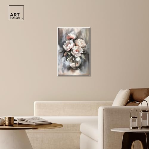 Art Remedy Glass Vase Flowers Canvas Luxury Floral Art, White Frame, 24" x 36" - color: White Frame, size: 37"L x 25"W