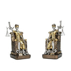 Goddess of Justice Resin Statue Bookend Set of 2 Lady Justice Sculpture - Athena Statue Home Decor, Lawyer Office Desk Organizer, Legal Theme Gift