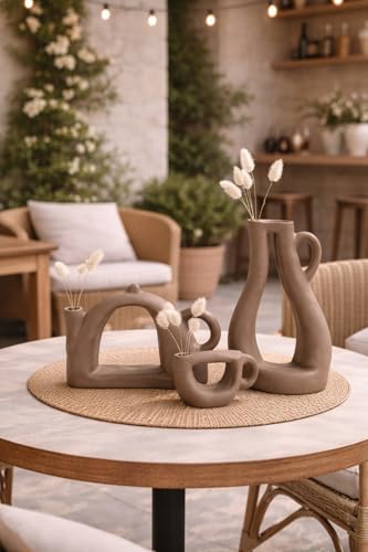SODEF Decorative Concrete Object Set Handmade, 3 Piece Modern Minimalist Niche Shelf Tabletop Decor, Mink Gray - Mink Gray