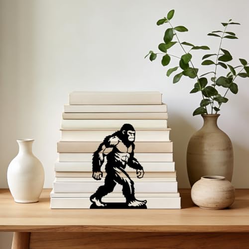 WADORN 1 Pair Bigfoots Metal Decorative Bookend for Shelves, Heavy Duty Book Ends Modern Non-Skid Books Holder Stand Black Book Support Stoppers for Desk Bookshelf Office Home, 5.3x4.3x7.8 Inches - color: Bigfoots