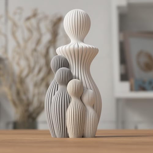 Znet3D “Circle of Care” – Modern Abstract Sculpture of Mother with Four Children – Handmade Minimalist Figurine Set with Custom Color Options Home Decore