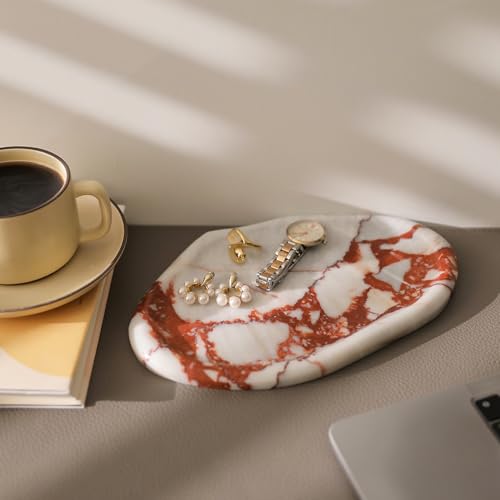 Natural Marble Cloud Shape Jewelry Tray, Key Tray for Entryway Table, Jewelry Dish Trinket Tray for Home Décor, Ring Holder for Women Gift, DAEBFC - color: China Red