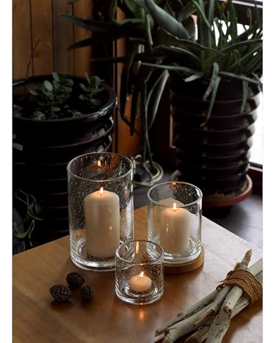 ARIAMOTION Glass Candle Holders Set, Hurricane Vase Centerpieces for Pillar Votive Flower,Clear Seeded Bubbles Cylinder Bulk, Mother's Day Birthday Gift,3 Sizes 8 Inch 5 Inch 3.5 Inch Height - color: Bubbles Clear