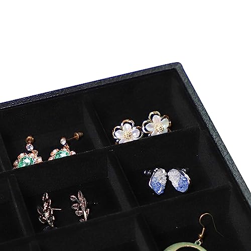 Wudygirl Velevt Stackable 30 Grid Jewelry Tray Display Rings Bracelet Earring Necklace Jewelry Tray Showcase Display Organizer (30 Grid) - color: Black 30 Grid, size: 1 Pcs