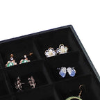 Wudygirl Velevt Stackable 30 Grid Jewelry Tray Display Rings Bracelet Earring Necklace Jewelry Tray Showcase Display Organizer (30 Grid) - color: Black 30 Grid, size: 1 Pcs