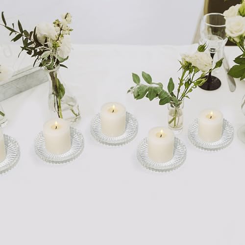 Pillar Candle Holder Set of 6, Glass Candle Holders for Pillar Candles, Clear Round Candle Plate for Table Centerpiece, Wedding, Party, Home Decor - color: Clear, size: 6 pcs