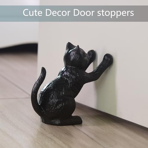 Book Ends for Shelves Decorative, Cast Iron Heavy Duty Bookends for Heavy Book, Unique Cute Cat Bookend for Home/Office Decor, Antique Classic Black 2PCS - color: Classic Black
