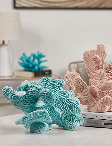 HAUCOZE Coral Decor Ocean Sculpture Statue Modern Home Art Table Centerpiece Gift for Living Room Bookshelf Polyresin 9.4 Inch