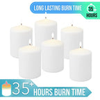 Stonebriar Unscented White Tall Pillar Candles, 35 Hour Burning Candle Pillars, Perfect for Decor, Weddings, Emergencies 3" X 4", 6 count - size: 3" x 4", style: Pack of 6
