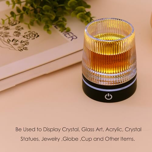IFOLAINA LED Light Base Lighted Stand Display for Crystal Glass Ball Glass Art Tumbler RGB Multicolor Lighting Round Black Pedestal - Concave - size: Black-Concave