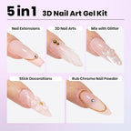 Beetles 3D Gel Nail Art Kit-1oz Clear Solid Builder Nail Gel,5 in 1 Non-Sticky Hand Sculpting Building 3D Nails for Beginner DIY Salon at Home,UV & LED Lamp Cured Needed,Crystal Orb - color: 0-1-30g Clear 3D Gel