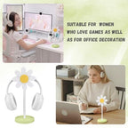 Yookeer Daisy Headphone Stand Cute Headphone Stand Decorative Gamer Gifts for Women Wood Table Decor for Gamer Room Office Desk for Girl Girlfriend Office Worker - style: Daisy