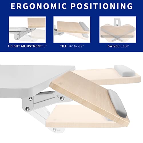 VIVO Adjustable Computer Keyboard and Mouse Platform Tray Ergonomic Under Table Desk Mount Drawer Underdesk Shelf, Light Wood, MOUNT-KB03C - color: Light Wood, size: 25"