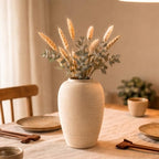 Beige Textured Ceramic Vase (9.8in Tall) - Boho Minimalist Rustic Vase with 3.4in Opening, Neutral Home Decor Vase for Fresh/Dried Flowers, Living Roo - size: 9.8in