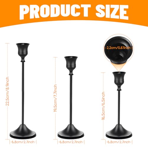 Matte Black Candlestick Holders Metal Taper Candle Holders Modern Candle Stick Holder Set of 3 for Candlesticks, Farmhouse Home Decor, Dinning Table, Fireplace Mantel, Party - color: Black