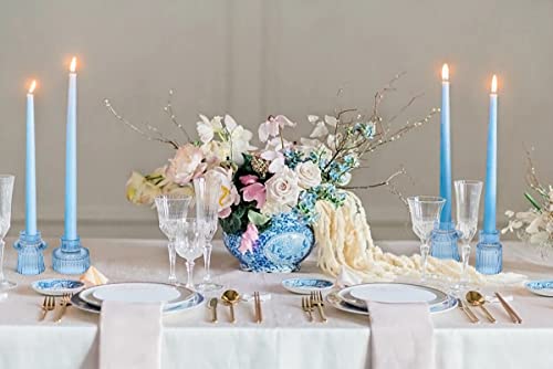 Vixdonos Glass Candlestick Holders Tealight Candle Holders for Table Centerpieces, Wedding Decor and Dinner Party (3 Pcs, Light Blue) - color: Light Blue, size: 3 Pcs