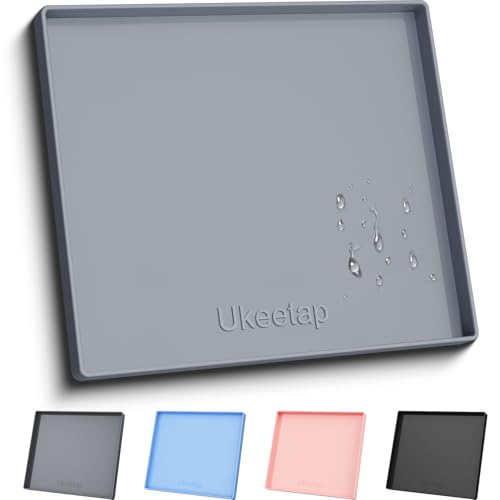 ukeetap Extra Thick Silicone Mat Waterproof with Raised Edge 22" x 19", Under Sink Mat for Kitchen & Bathroom, Kitchen Cabinet Liner, Multi-Purpose for Storage & Protection, Gray - color: Gray, size: 22" x 19"