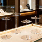 4 Pack Round Acrylic Display Stands, 5.5-5.9-6.5-7in Small Clear Acrylic Display Risers, Plastic Clear Pedestal Set for Gem Jewelry Display, Cupcake Party Table Decor