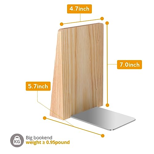 DRELIFAM Ash Wood Book Ends Heavy Duty Handmade Book Ends for Shelves Decorative Bookends to Hold Heavy Books (Ash Wood Large) - color: Ash Wood Large
